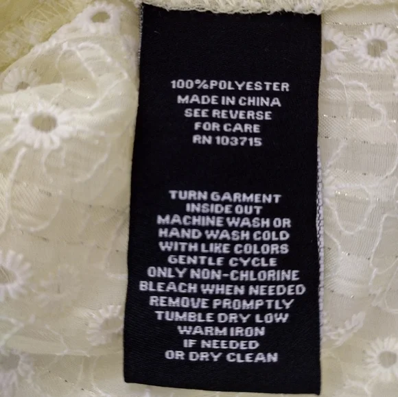 Nanette Lepore Eyelet Embroidery Blouse Three qtr Sleeve Pale Yellow Small - Picture 6 of 8